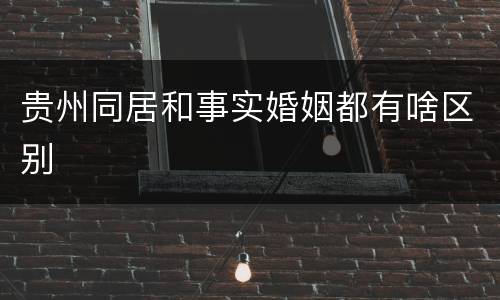 贵州同居和事实婚姻都有啥区别