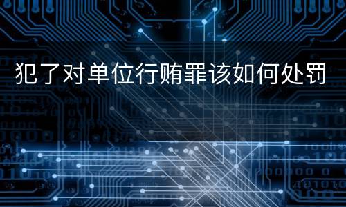 犯了对单位行贿罪该如何处罚