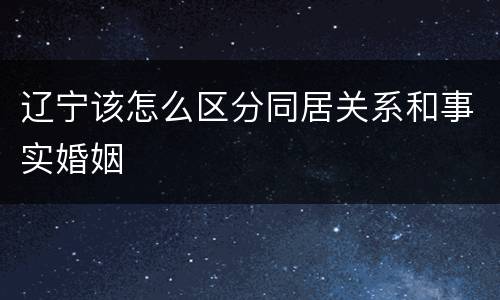 辽宁该怎么区分同居关系和事实婚姻