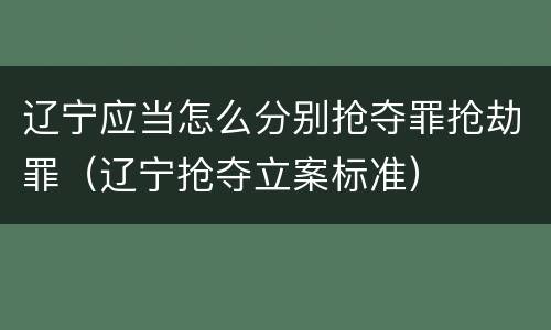 辽宁应当怎么分别抢夺罪抢劫罪（辽宁抢夺立案标准）