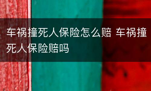 车祸撞死人保险怎么赔 车祸撞死人保险赔吗