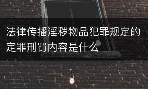 法律传播淫秽物品犯罪规定的定罪刑罚内容是什么