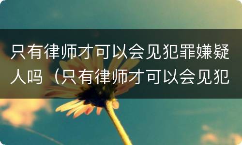 只有律师才可以会见犯罪嫌疑人吗（只有律师才可以会见犯罪嫌疑人吗）
