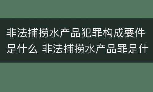 非法捕捞水产品犯罪构成要件是什么 非法捕捞水产品罪是什么犯罪类型