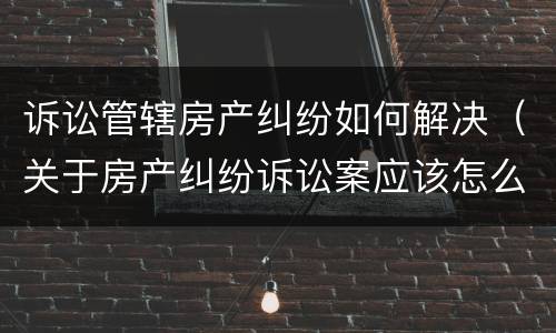 诉讼管辖房产纠纷如何解决（关于房产纠纷诉讼案应该怎么办）