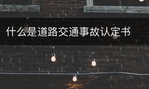 什么是道路交通事故认定书