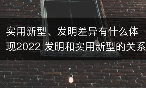 实用新型、发明差异有什么体现2022 发明和实用新型的关系