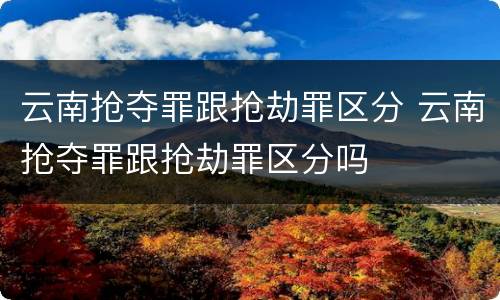 云南抢夺罪跟抢劫罪区分 云南抢夺罪跟抢劫罪区分吗