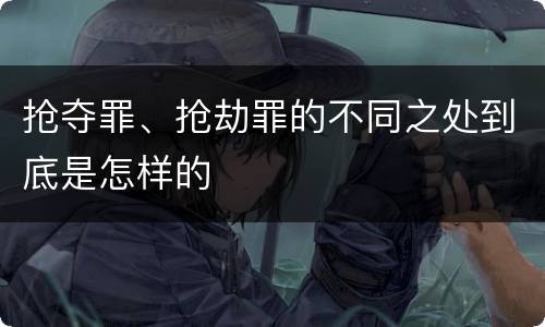 抢夺罪、抢劫罪的不同之处到底是怎样的