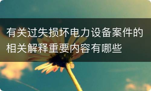 有关过失损坏电力设备案件的相关解释重要内容有哪些