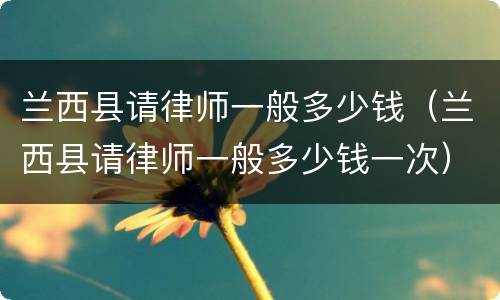 兰西县请律师一般多少钱（兰西县请律师一般多少钱一次）