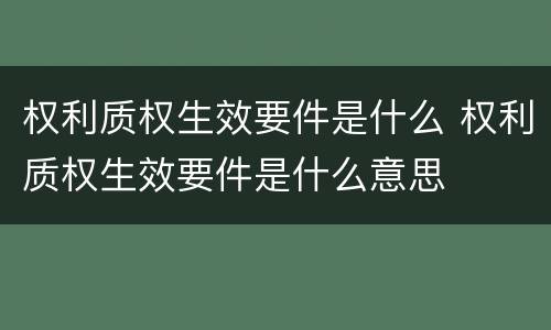 权利质权生效要件是什么 权利质权生效要件是什么意思