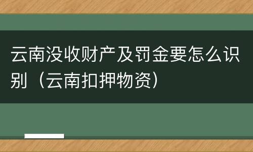 云南没收财产及罚金要怎么识别（云南扣押物资）