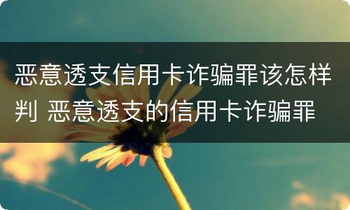 恶意透支信用卡诈骗罪该怎样判 恶意透支的信用卡诈骗罪