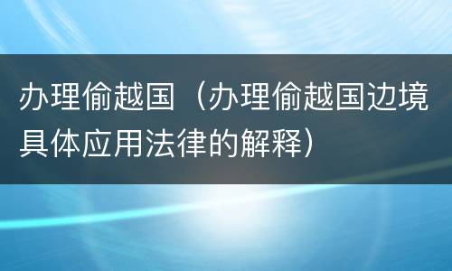 办理偷越国（办理偷越国边境具体应用法律的解释）