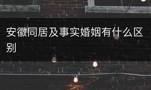 安徽同居及事实婚姻有什么区别