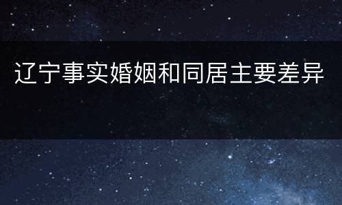 辽宁事实婚姻和同居主要差异
