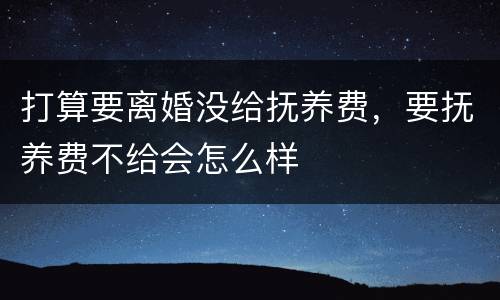 打算要离婚没给抚养费，要抚养费不给会怎么样