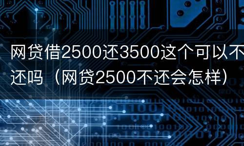 网贷借2500还3500这个可以不还吗（网贷2500不还会怎样）