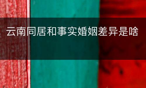 云南同居和事实婚姻差异是啥