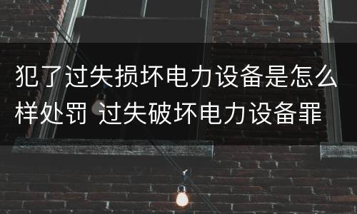 犯了过失损坏电力设备是怎么样处罚 过失破坏电力设备罪
