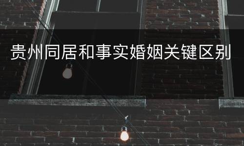 贵州同居和事实婚姻关键区别