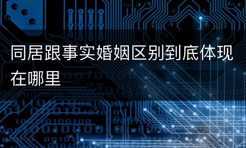 同居跟事实婚姻区别到底体现在哪里