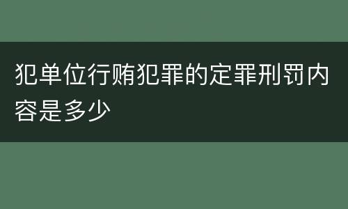 犯单位行贿犯罪的定罪刑罚内容是多少