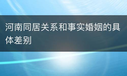 河南同居关系和事实婚姻的具体差别