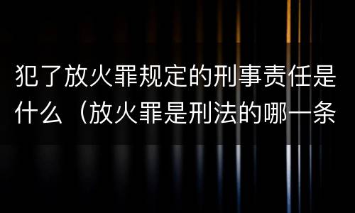 犯了放火罪规定的刑事责任是什么（放火罪是刑法的哪一条）
