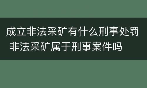 成立非法采矿有什么刑事处罚 非法采矿属于刑事案件吗