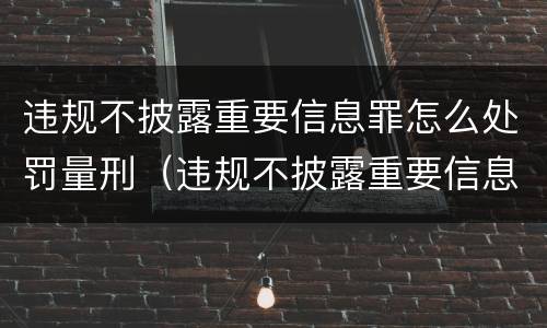 违规不披露重要信息罪怎么处罚量刑（违规不披露重要信息罪怎么处罚量刑的）