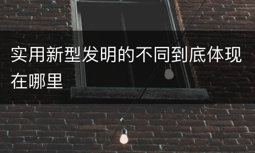 实用新型发明的不同到底体现在哪里