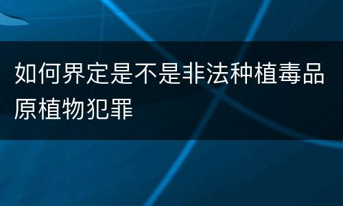 如何界定是不是非法种植毒品原植物犯罪