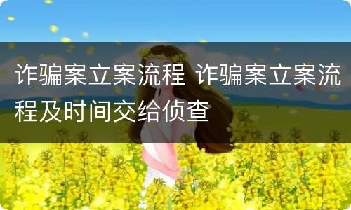 诈骗案立案流程 诈骗案立案流程及时间交给侦查