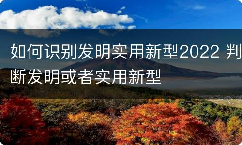 如何识别发明实用新型2022 判断发明或者实用新型