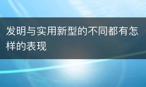 发明与实用新型的不同都有怎样的表现