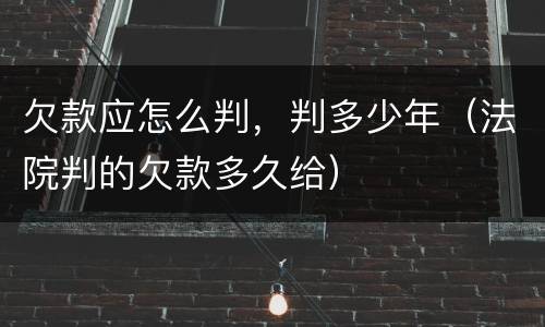 欠款应怎么判，判多少年（法院判的欠款多久给）