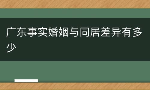 广东事实婚姻与同居差异有多少