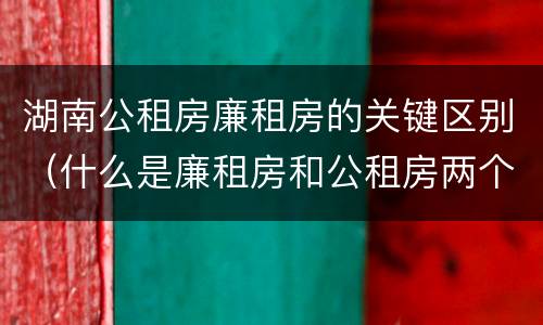 湖南公租房廉租房的关键区别（什么是廉租房和公租房两个有什么特点）