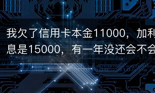 我欠了信用卡本金11000，加利息是15000，有一年没还会不会被案