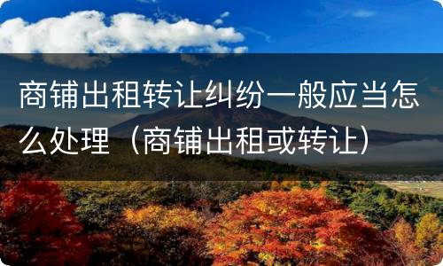 商铺出租转让纠纷一般应当怎么处理（商铺出租或转让）