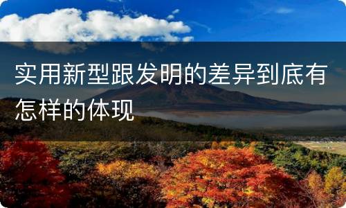 实用新型跟发明的差异到底有怎样的体现
