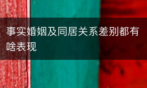 事实婚姻及同居关系差别都有啥表现