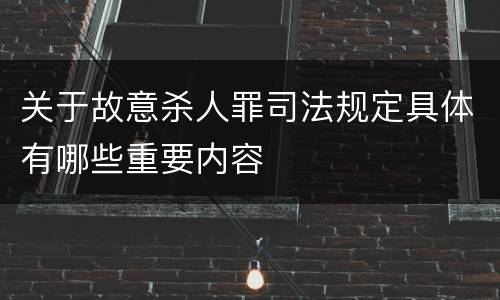 关于故意杀人罪司法规定具体有哪些重要内容