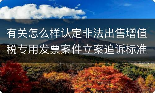 有关怎么样认定非法出售增值税专用发票案件立案追诉标准