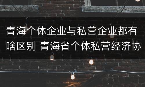 青海个体企业与私营企业都有啥区别 青海省个体私营经济协会