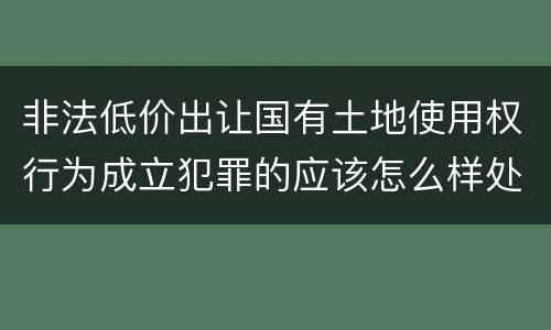 非法低价出让国有土地使用权行为成立犯罪的应该怎么样处罚