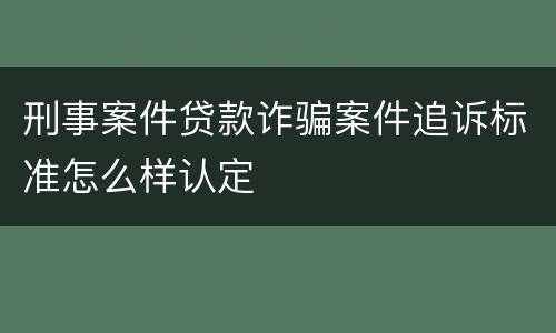 刑事案件贷款诈骗案件追诉标准怎么样认定