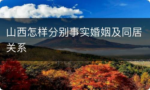 山西怎样分别事实婚姻及同居关系